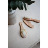 Set brosses et peigne bébé en bois avec pochette coton - Magic Môme